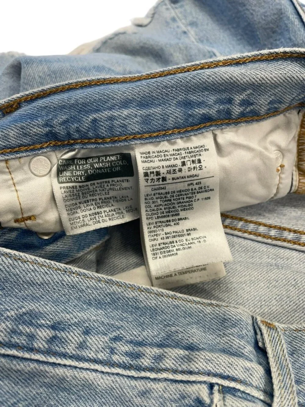 Levi's‎ Women's Blue W30 Distressed Raw Hem Denim High Waist 501 Shorts
